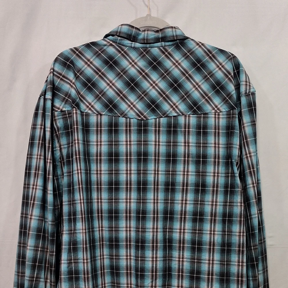 Cinch Plaid Western Shirt Men's XL Green Black Pearl Buttons Rodeo Cowboy Retro
